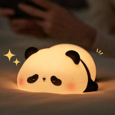 Custom Baby Bedroom Lamps Cartoon Panda Lamp Soft Silicone Night Light Cute Children Sleep Light Kids Night Light