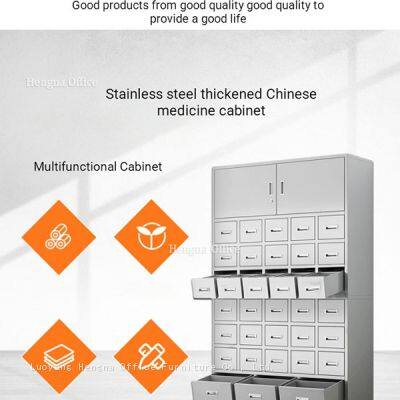 HN-HP06 Medical Herb Cabinet for Hospital Pharmacy, Antimicrobial Stainless Steel Multi-drawer Unit With Label Holder, Custom Supported