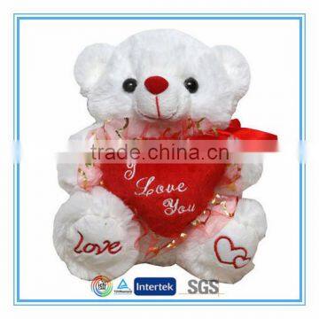 White valentines teddy bears with red heart wholesale