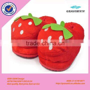 Ladies House animals Plush strawberry slippers hot sale 2014 factory