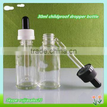 Trade Assurance! wholesale 30ml empty clear glass dropper bottles for vape oil /ejuice packing with pipette dropper