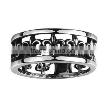 Men's 316l Stainless Steel European Vinatge Hollow Flower Pattern Ring Band