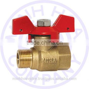 BRASS BALL VALVE BUTTERFLY HANDLE MALE/FEMALE