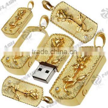 Easy sell items golden swivel usb flash disk 64gb