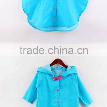 Bow Tie Colorful Plastic Hooded Kids Raincoat Poncho