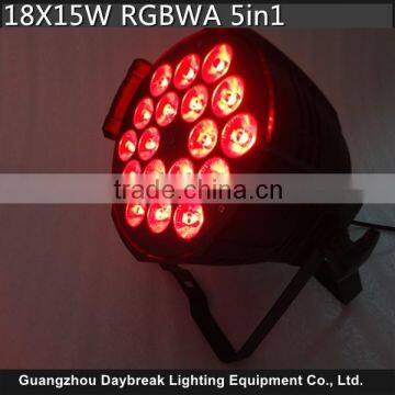 18pcs 15Watt Led Par Light RGBWA 5in1 Full color mixing stage led wall wash par light 5/9CH Disco led Par56/64 can lighting good