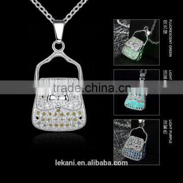 Popular bag shaped charm necklace glow in the dark pendants for women