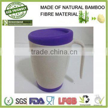 biodegradable bamboo fiber cute tumbler,milk mug,new design colorful Handle cup