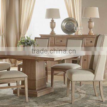 French Style Solid Oak Wood Design Dining Armless Chair With White Back photo-4