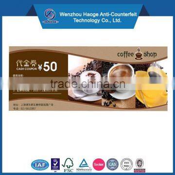 Custom paper cash voucher & voucher ticket gift voucher