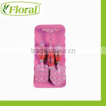 floral print children garden tools set