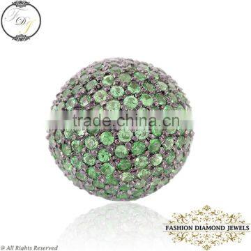 Tsavorite Gemstone Bead Ball Jewelry Finding, 16 MM Bead Ball Spacer Finding Jewelry, 925 Sterling Silver Finding Jewelry