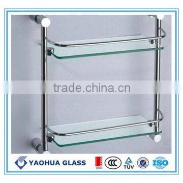custom cut size glass bathroom washroom commodity shelf heat strengthened glass