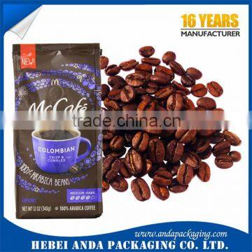 Top Quality Stand up Coffee Packaging Bags/ Side Gusset Aluminum Foil Coffee Bean Wrapper/ EU Quality Plastic Coffee Sachet