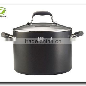 Aluminum Black Hard Anodized Non-stick Cookware Large Milk Pot Cooking pot Casserole Pasta Pot Stainless steel Handle