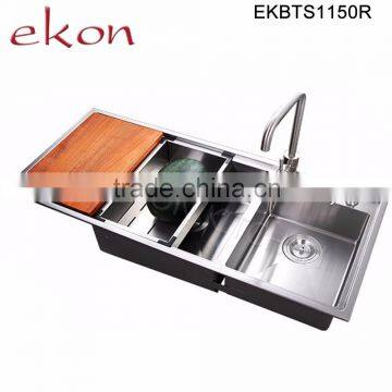 Top Mount Double Bowl Customized Desig Handmade Stainless Steel Sink Kitchen