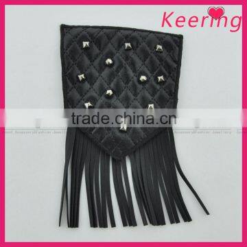 Hot leather tassel patch with gun beads for lady bags