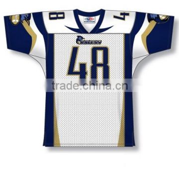 Polyester Spandex custom Sublimated White/Black/Gold American Football Jersey/Shirt