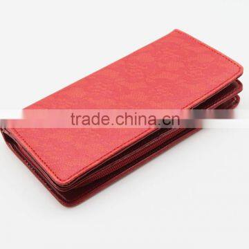 New Arrival Red Lace Printed Brand Lady Wallet/Colorful and Fashion multifunction PU Leather Printed Women Wallet