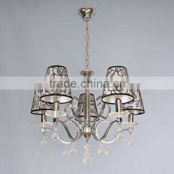 E14 hight quality fabric candle K9 Crystal Chandelier lamp L1215-5