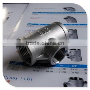 1/4" NPT female tee stainless steel 316