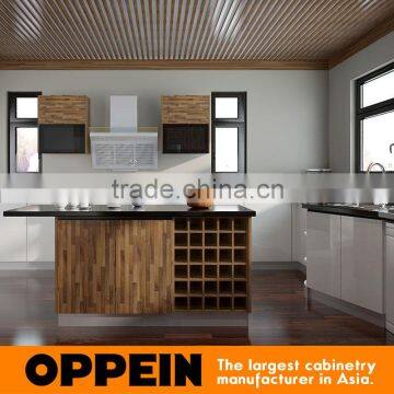 New Design U Shape Acrylic and Laminate Finish Cupboard Wooden Kitchen Cabinet with Island