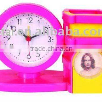 table pen holder clock, alarm clock with pen holder