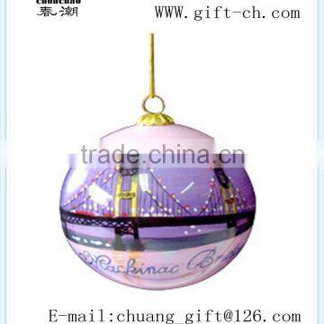 Lovely inside painted glass ornament for Christmas decoration