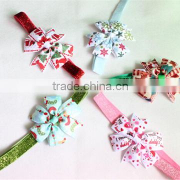 Custom Printed Fabric Headband,Christmas Bow Headbands For Babies