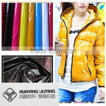 100 polyester pu coating fabric with shining look for down jacket