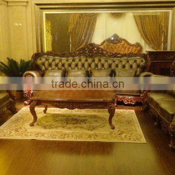 U-shaped Sofa Yellow Leather Sofa Unfinished Antiques Furniture photo-5