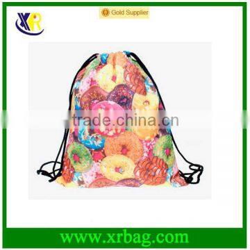 Donut Printing 3D Printing Shopping Bags Fashion Design Gym Sack Drawstring Bag