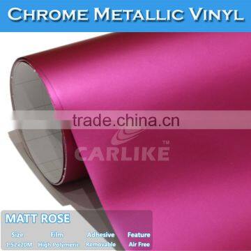 Air Bubble Free 1.52x20M 5FTx65.6FT Matte Chrome Metallic Removable Vinyl Foil for Car Cover