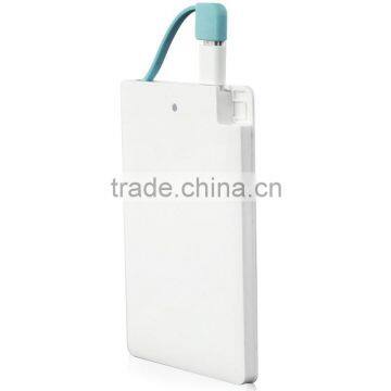 Easy Carry Promotional Gift Ultra Thin 2500mAh Credit Card Power Bank With Built in Micro Usb Cable and i Phone Adapator photo-5