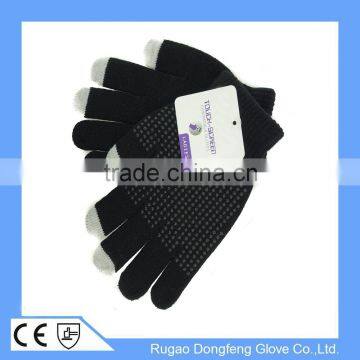 Black Dotted Grabber Touchscreen Stretch Gloves Winter Warm Texting Gloves