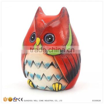 Resin Red Owl Money Bank Christmas Decoration Owl