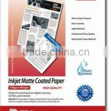 108g inkjet Matte photo Paper (108g-240g) japan quality & factory price