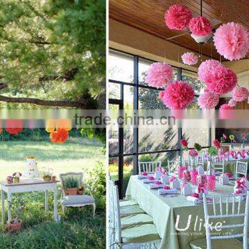 2014 popular tissue pom poms flower garland outside yard decoration for party decoration