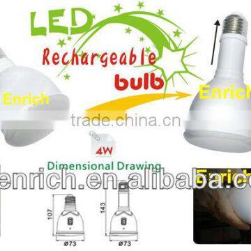 4W Rechargeable LED Emergency Bulb (with remote controller,AC100-240V input voltage)