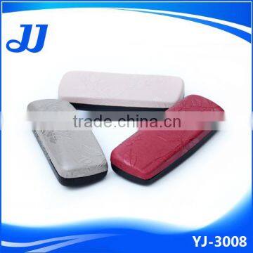 Leaf embosses leather surface assorted color reading glasses hard case