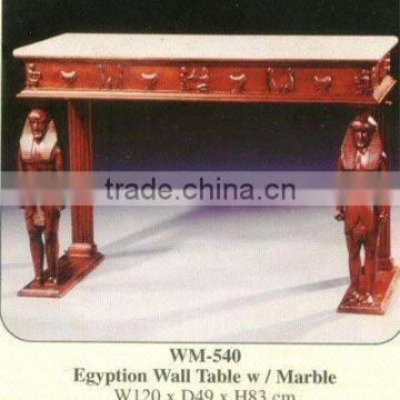 Egyptian Wall Table with Marble Mahogany Indoor Furniture