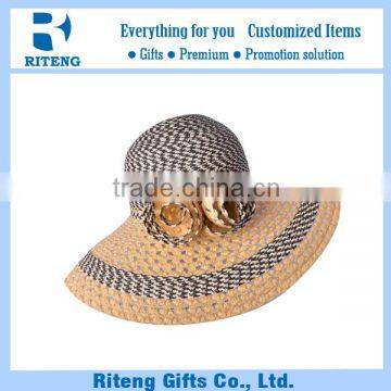 Women Summer Straw Wide Brim Beach Outdoor Sun Floppy Hat photo-2