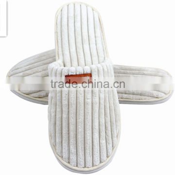 Sprout coral fleece hotel slippers with sewing label thick sponge heels slippers