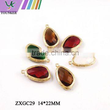 2016 New Design Hot Sale Zircon Faceted Pendant Glass Gold & Silver Bezel Paw Setting Gemstone Connectors for Jewelry Making. photo-6