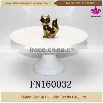 3D electroplating fox shape ceramic cake plate station