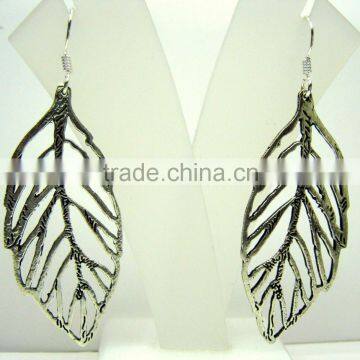 Oxidized Leaf Filigree Designer Sterling Silver Earring Jewelry, Oxidized 925 Sterling Silver Jewelry photo-3