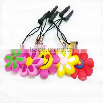 Sunflower smile animated cartoon picture phone pendant dustproof plug PVC KEYCHAIN