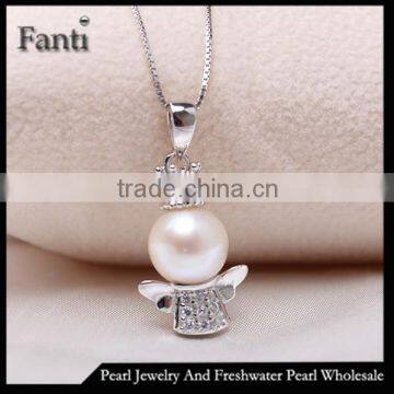 925 sterling silver jewelry wholesale angle shape freshwater pearl pendant