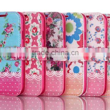 Customized Painting flower leather cover for Samsung galaxy S5