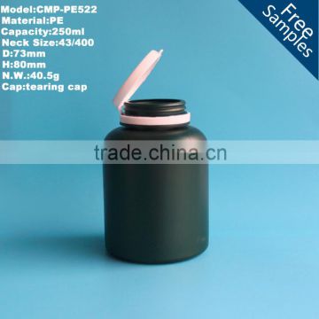 Factory sale Plastic 250cc HDPE pharmaceutical capsule bottle with tear cap